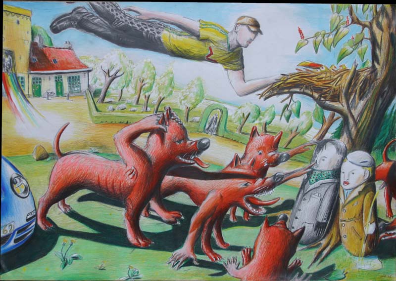 Red dogs insulting Thomas Mann and his wife's images